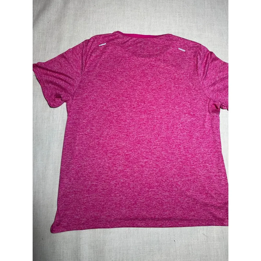 Nike Dri-FIT Running Shirt Pink Heather Reflective Athletic Tee Mens XL